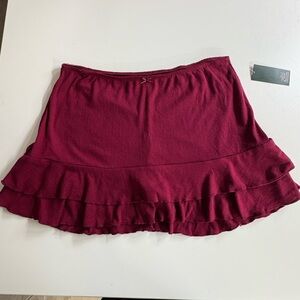 Women’s Wild Fable Ruffled Summer Mini Skirt Burgundy (Hidden Shorts)